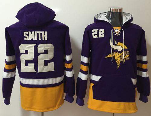 Nike Vikings #22 Harrison Smith Purple/Gold Name & Number Pullover NFL Hoodie